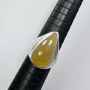 Yellow Lace Agate 925 Gemstone Ring Unisex size 10